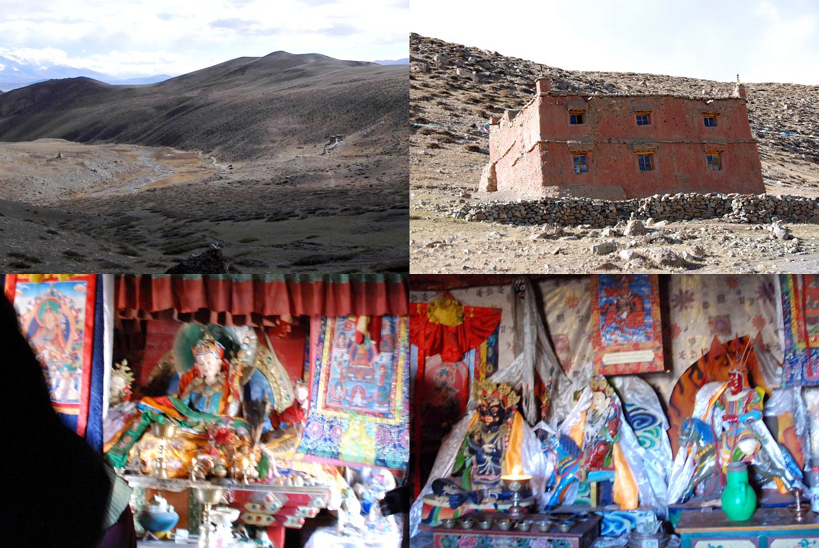 43 Selung Gompa At The End Of The Mount Kailash Inner Kora Parikrama Has Statues of Padmasambhava And Mahakala From the bottom of the Nandi Pass (13:25, 5500m), we finally reached our starting out, Selung Gompa (5015m) at 15:05, completing the Mount Kailash Inner Kora, Nandi Parikrama, in eight hours and 20 minutes. We went inside to look at the statues of Padmasambhava and Mahakala and two figures riding horses.